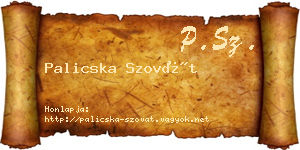 Palicska Szovát névjegykártya